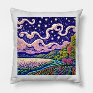 Stunningly Beautiful colorful Chalk Illustration Pillow