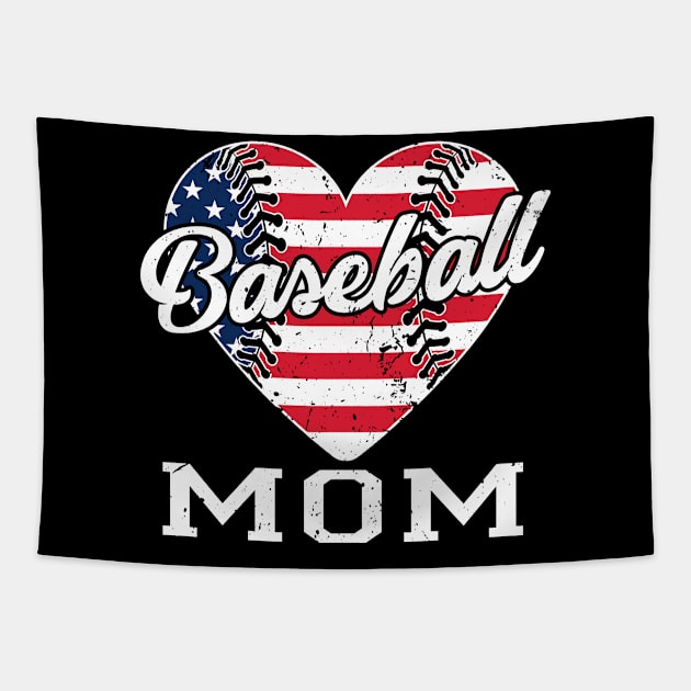 4th Of July Baseball Mom American Flag Tapestry by chung bit