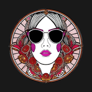 Cool vintage woman with sunglasses | T-Shirt