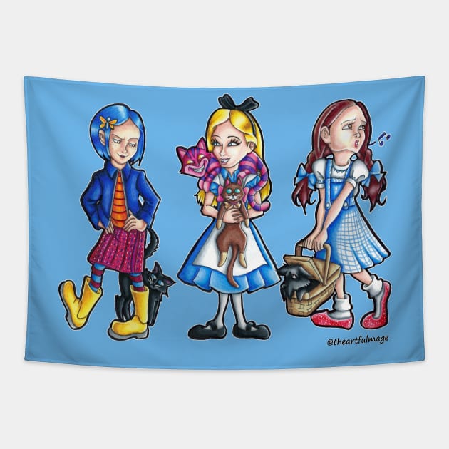 Extraordinary Girls and Their Pets Tapestry by Artful Magic Shop