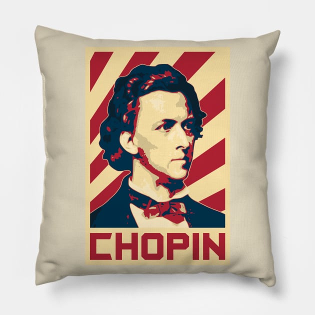 Chopin Retro Propaganda Pillow by Nerd_art