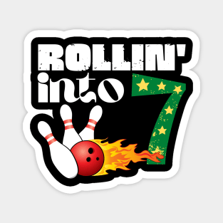 Rolling into 7 Bowling Birthday Gift Magnet