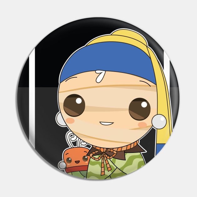 Arty-Plantee Girl with a Pearl Earring Pin by Plenty Plantee