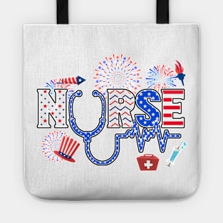 4th Of July Nursing For Women Stethoscope Nurse Graduation Tote