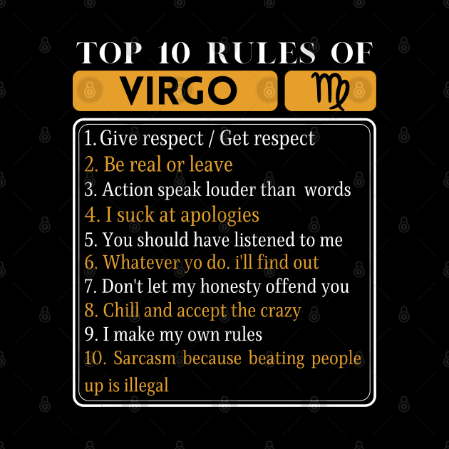 Top 10 rules of Virgo, Funny Virgo Facts, Zodiac Astrological Sign by JustBeSatisfied