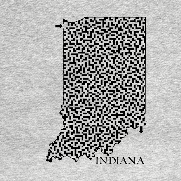 Discover Indiana State Outline Maze & Labyrinth - Indiana - T-Shirt