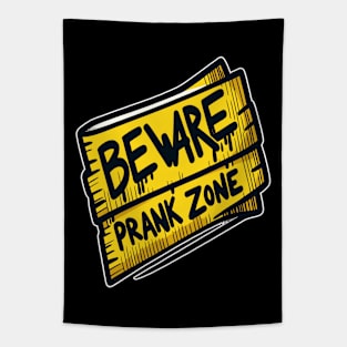 Scribbled Caution Prank Zone - April Fool's Tapestry