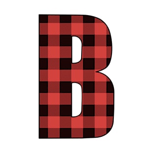 Letter B Monogram Red and Black Buffalo Plaid/Check T-Shirt