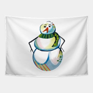 Cubist Style Snowman Tapestry
