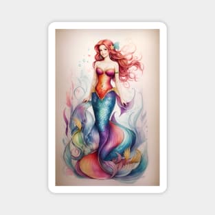 Colorful Rainbow Inspired Mermaid Magnet