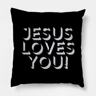 Jesus Loves You - Retro Typography Design Pillow