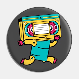 Happy Running Retro VHS Robot Pin