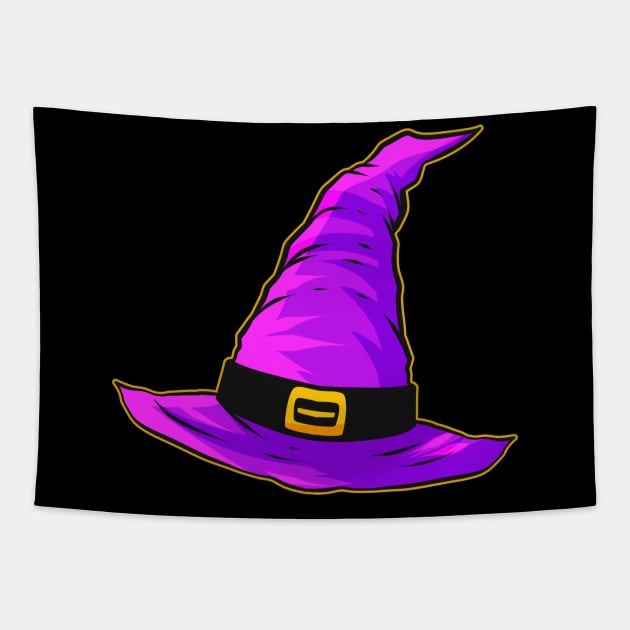 Evil Witch Hat Purple Magic Hat Halloween Tapestry by SinBle