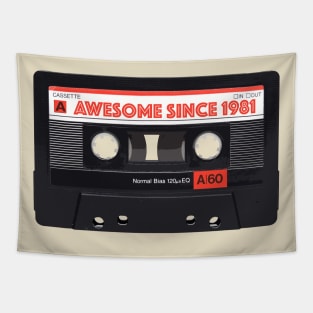 Classic Cassette Tape Mixtape - Awesome Since 1981 Birthday Gift Tapestry