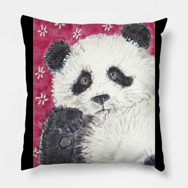 Panda  Bear Pillow by SamsArtworks