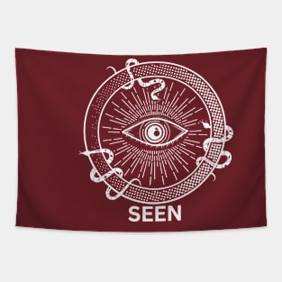 Black and White Mystic T-shirt Design With All Seeing Eye Tapestry