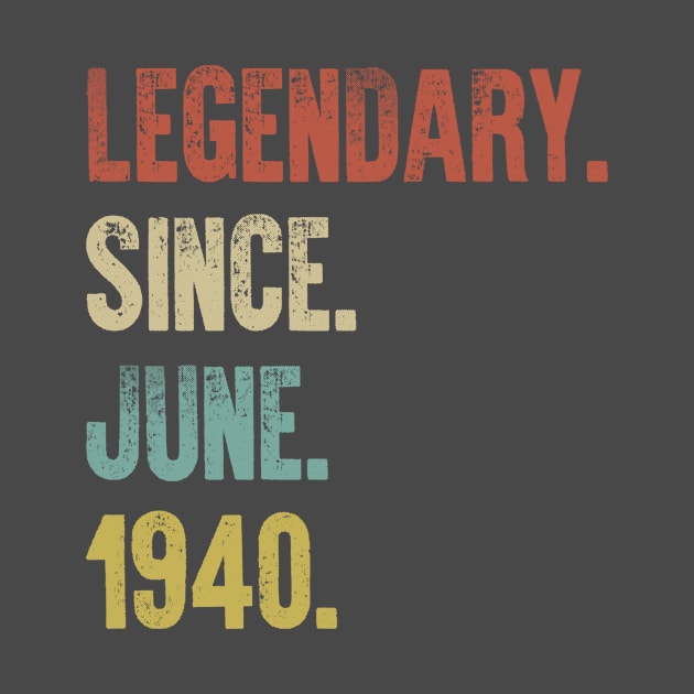 Retro Vintage 80th Birthday Legendary Since June 1940 by DutchTees