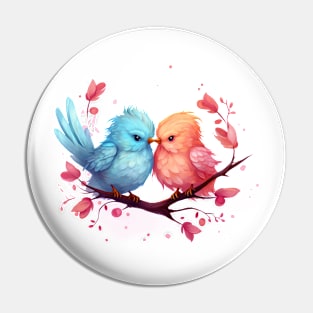 Valentine Kissing Hen Bird Couple Pin