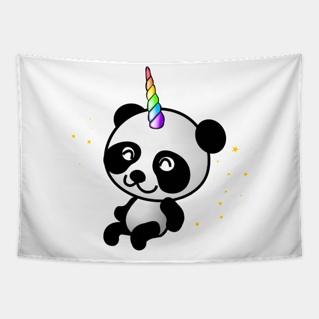 Cute Panda Unicorn Tapestry by smilingnoodles