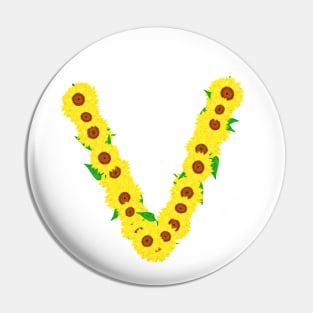 Sunflowers Initial Letter V (White Background) Pin