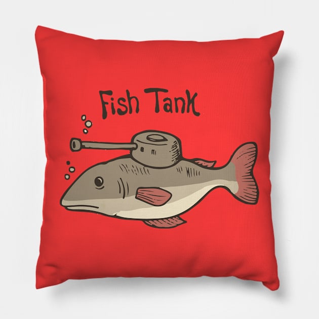 Fish Tank Fish wearing a tank turret on his body Pillow by ActivLife