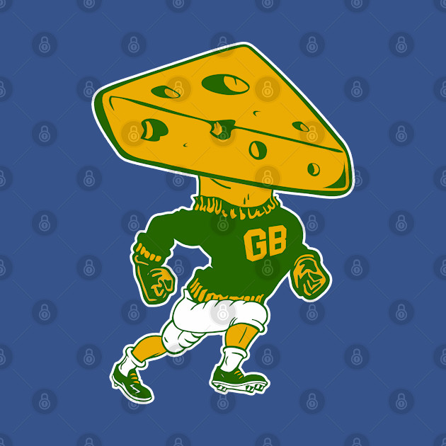 Discover Green Bay Retro Mascot Cheese Head Man - Green Bay - T-Shirt