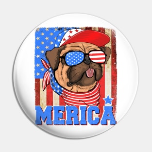 Funny Merica Retro Flag US American Bulldog Patriotic Pin