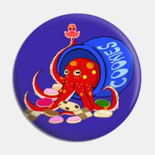 Octopus in a jar of cookies (red) Pin