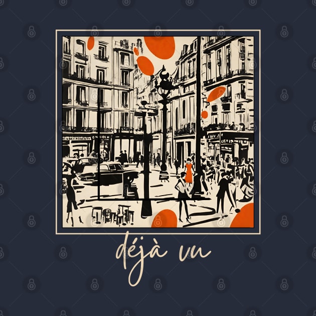 Deja Vu | Retro Paris | Girl In The Orange Dress | Impressionistic by JENXTEES