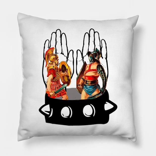 Outstretched Hands and Gladiator Bracelet Pillow by Marccelus