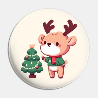 Christmas Deer and Christmas Tree Pin