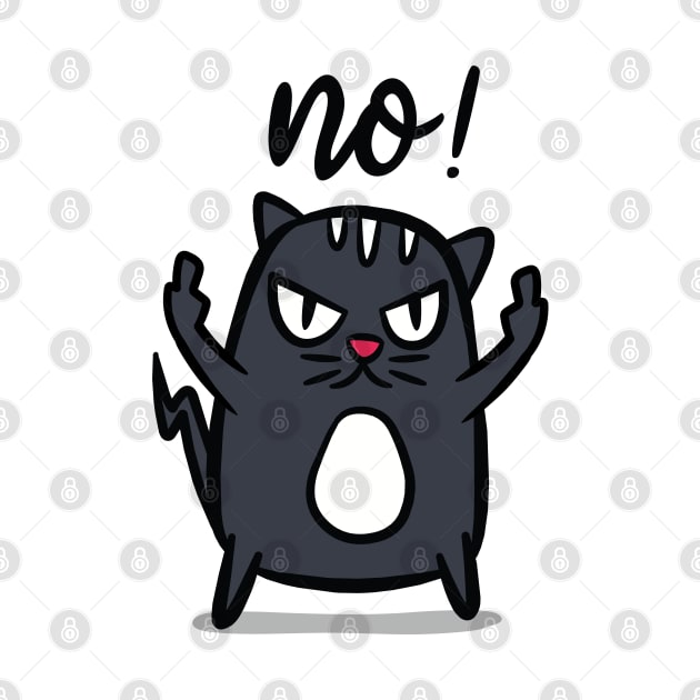 middle finger maniac cat says no by teestaan
