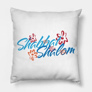 Floral Shabbat Shalom Greeting Pillow