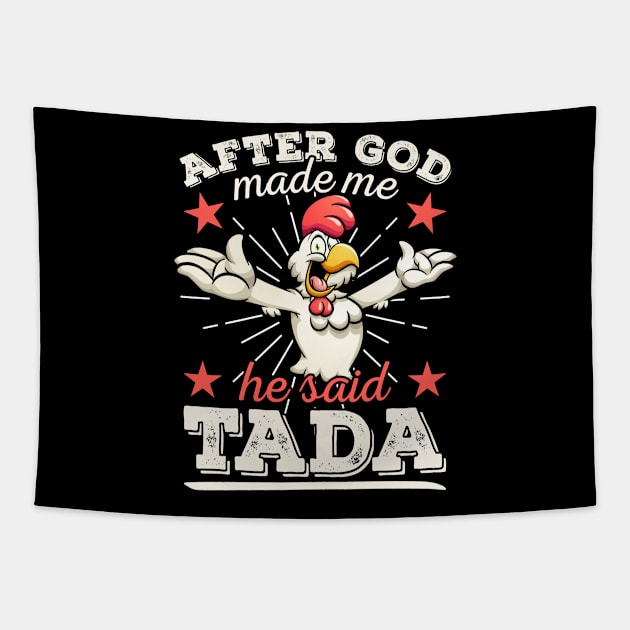 Religion Christ Humor Cock chicken God Religious Tapestry by auviba-design