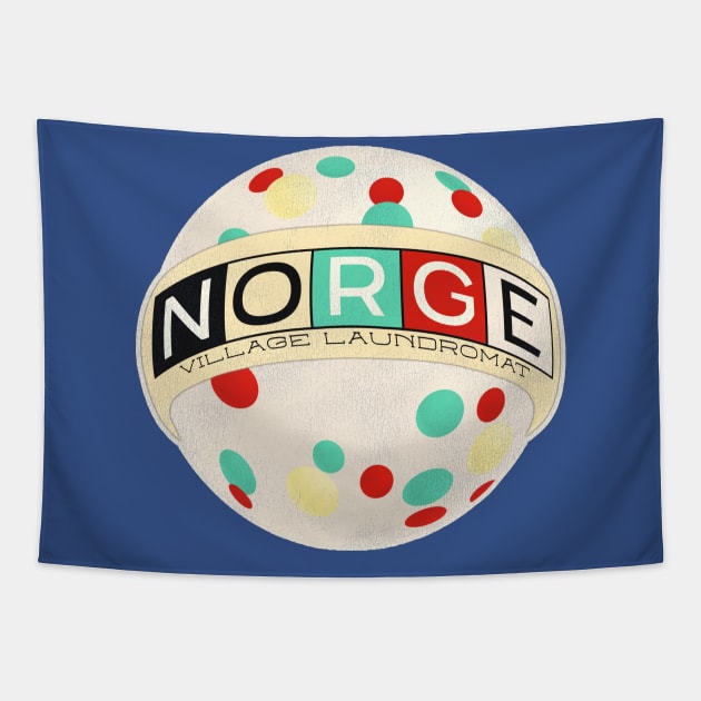 "Norge Balls" Norge Village Laundry & Dry Cleaners Retro Defunct Sign Tapestry by darklordpug