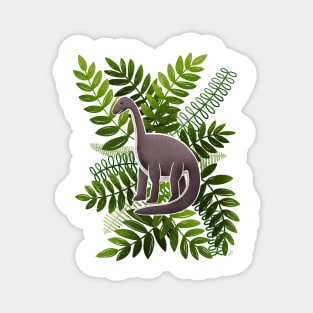 Dinosaur & Leaves - Olive Green Magnet