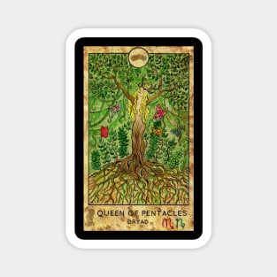 Queen Of Pentacles. Minor Arcana Tarot Card Design. Magnet