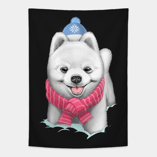 Snow puppy Tapestry by NikKor