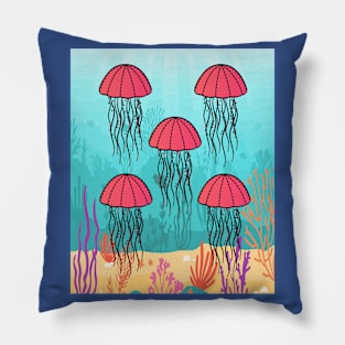 Colorful Luminous Jellyfish Sea Animals Pillow
