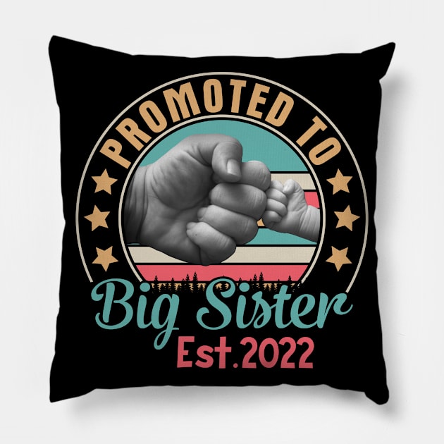 Hand Touch Hand Promoted To Big Sister Est 2022 Happy To Me Pillow by Cowan79