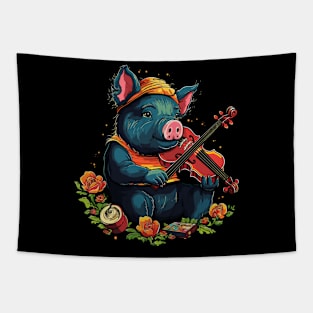 Pot-Bellied Pig Playing Violin Tapestry