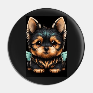 Super Cute Yorkshire Terrier Puppy Portrait Pin