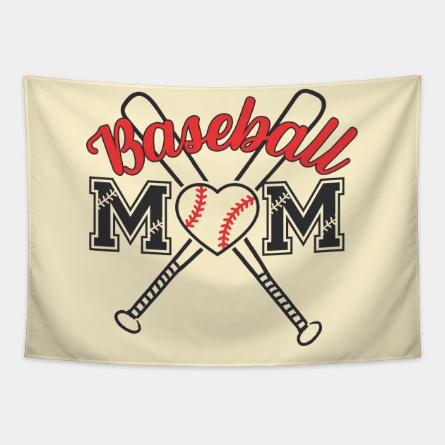 Baseball Mom with Heart Inside the Ball Tapestry by KnockingLouder