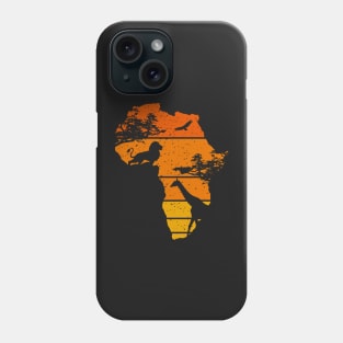 Africa Map African Safari | Lion Giraffe | Vintage Sunset Phone Case