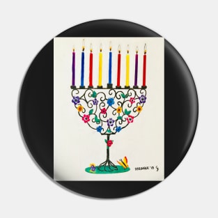 Colorful Menorah Pin