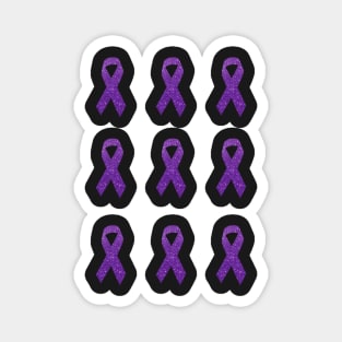 Purple Faux Glitter Awareness Ribbon Pack Magnet