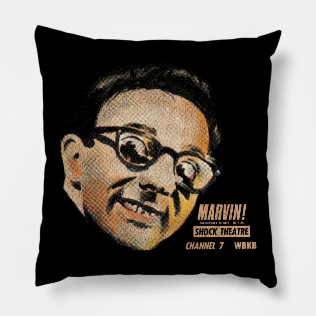 MARVIN! Horror Host Shock Theatre Chicago WBKB Pillow by darklordpug