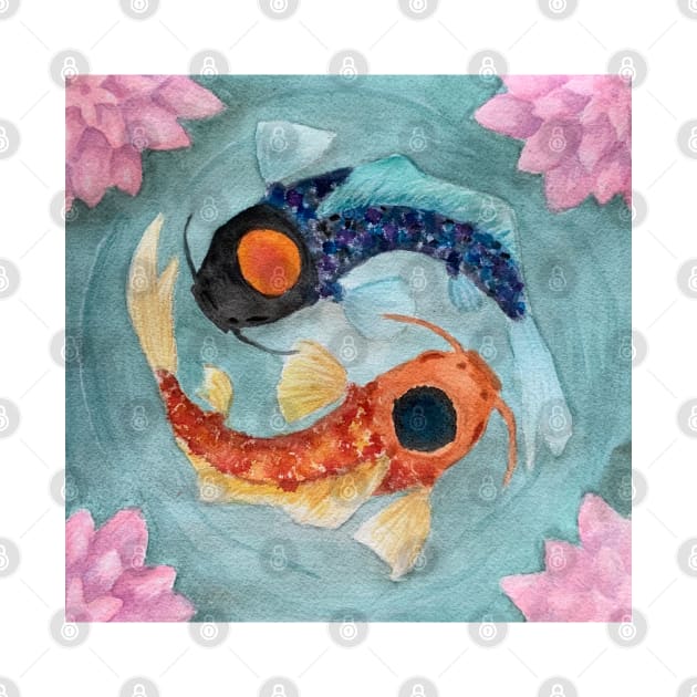 Koi fish yin yang by Audrey Nagle