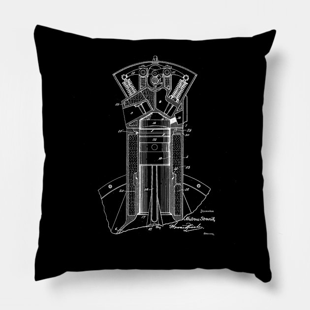 Internal Combustion Engine Vintage Patent Drawing Pillow by TheYoungDesigns