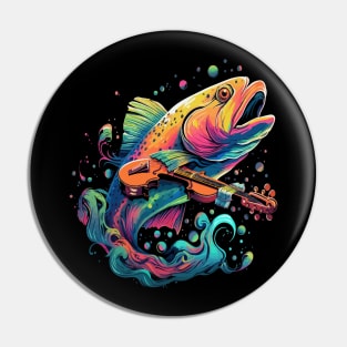 Salmon Playing Violin Pin